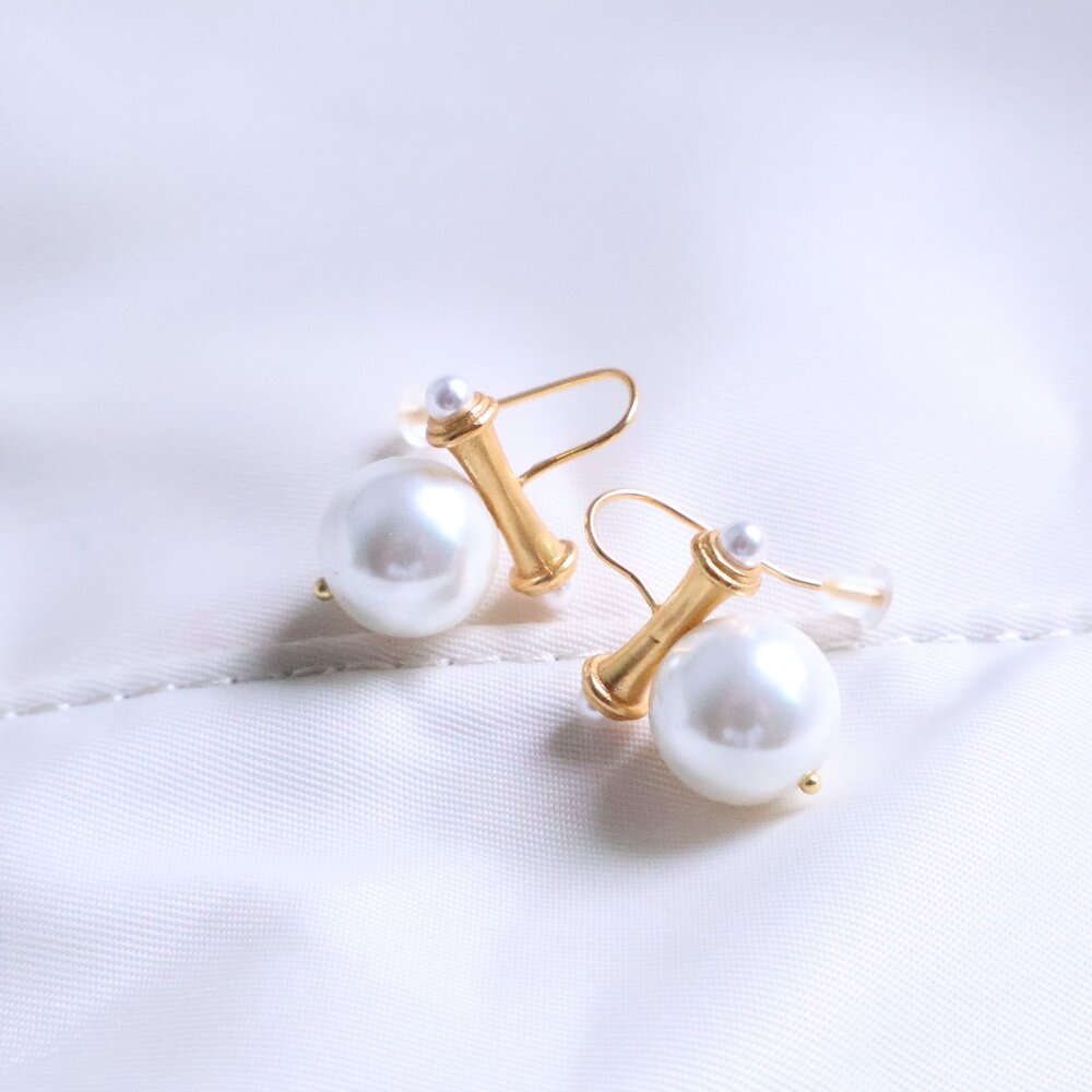 Julie Vos Earrings - Bamboo - Pearl Gold